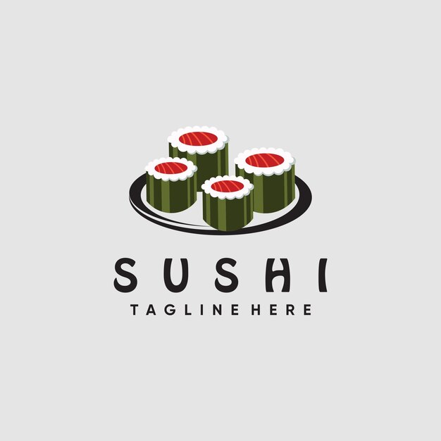 Vettore di progettazione del logo del sushi con un semplice concetto creativo