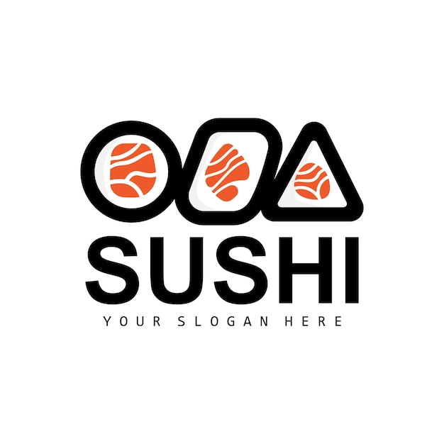 Vettore sushi logo japanese food sushi seafood vector icona del modello di progettazione del marchio del prodotto della cucina giapponese