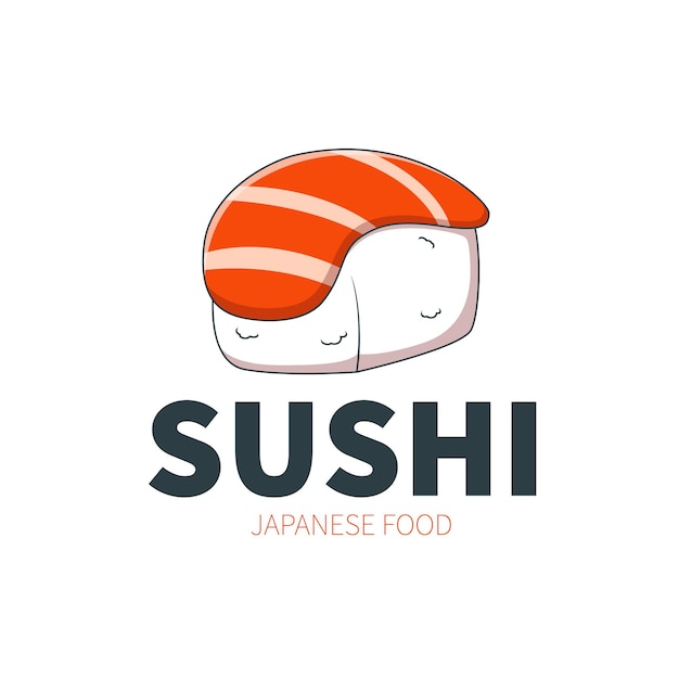 Sushi logo sjabloon voor Japans eten café met zalm sushi