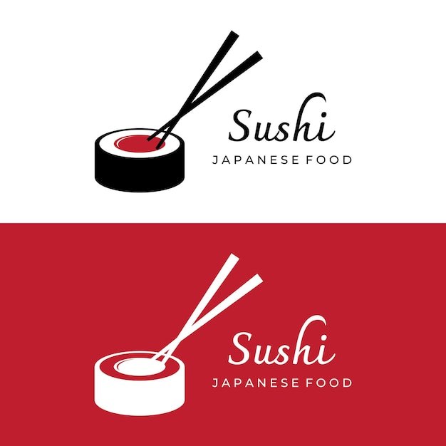 Sushi logo sjabloonontwerp Zeevruchten of traditionele Japanse keuken met zalm heerlijk eten Logo voor Japans restaurant bar sushi winkel