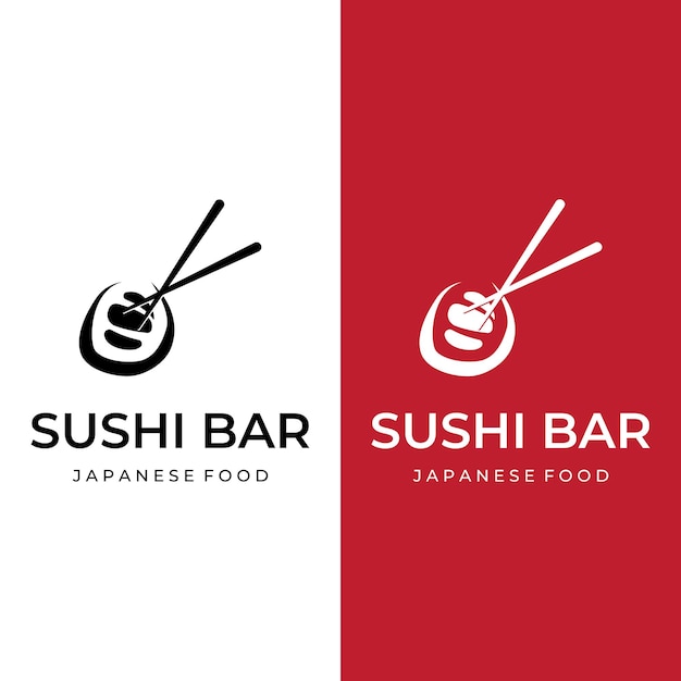 Sushi logo template designseafood or traditional japanese cuisine with salmon delicious foodlogo for japanese restaurant bar sushi shop