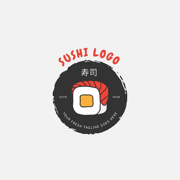 寿司のロゴのテンプレート 日本の伝統料理おいしい食べ物アイコン アジアの寿司バー ベクトルのロゴ
