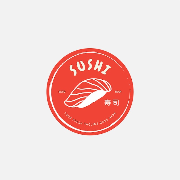 Sushi logo template Japanese traditional cuisine tasty food icon asian sushi bar vector logo