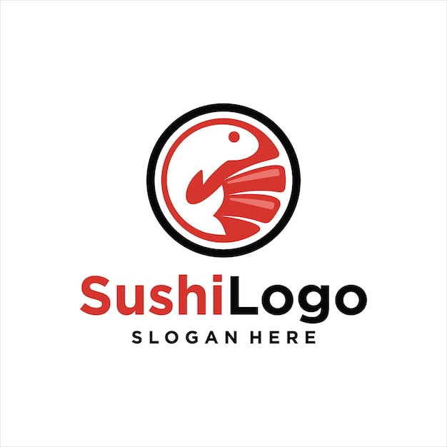 Logo sushi con illustrazione vettoriale ristorante concetto di tonno