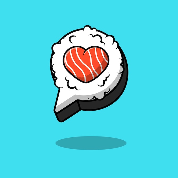 Vettore illustrazione delle icone di vettore del fumetto di simbolo di amore di sushi