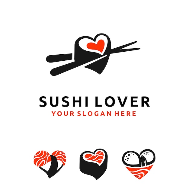 Vector sushi lover logo set with multiple shape