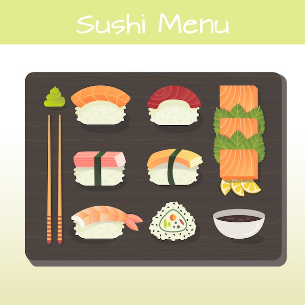 Sushi menu di sfondo