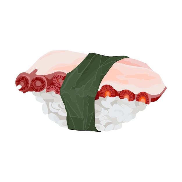 Sushi met octopus hand getrokken vectorillustratie