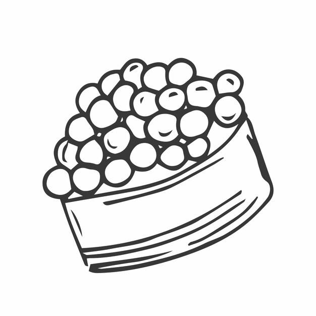 Sushi met zalmkaviaar Close Up Sushi ikura Vectorillustraties in handgetekende sketch doodle stijl