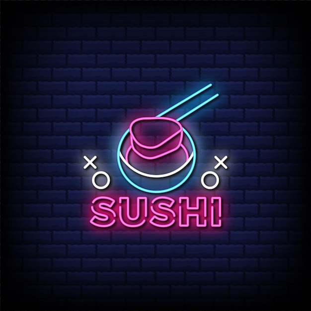 Sushi neonreclames stijl tekst