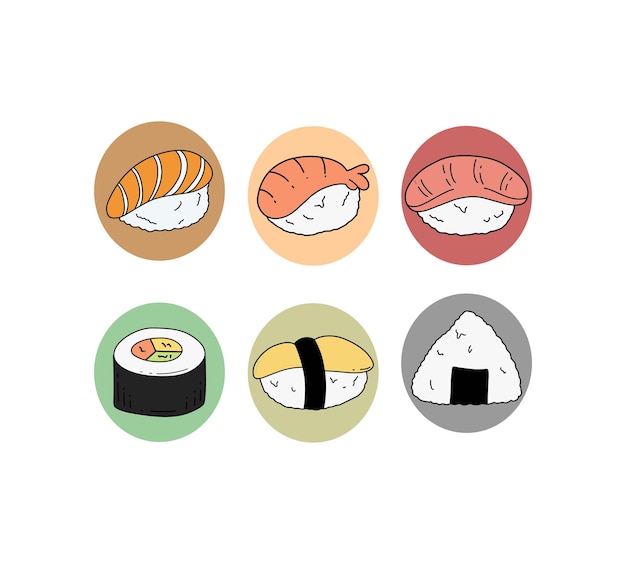 Sushi oriental menu icons set vector illustration