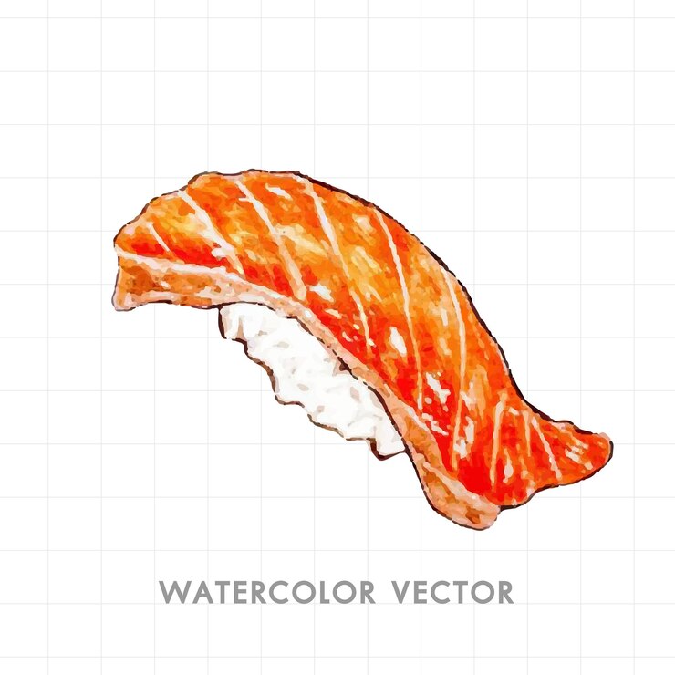 Vector 水彩で描いた寿司