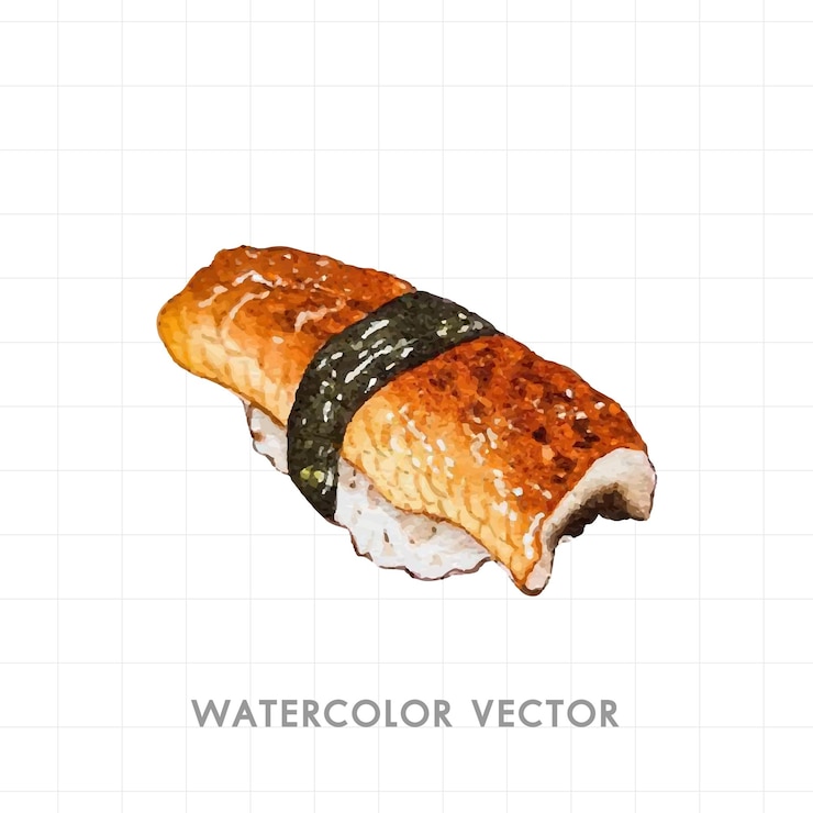 Vector 水彩で描いた寿司