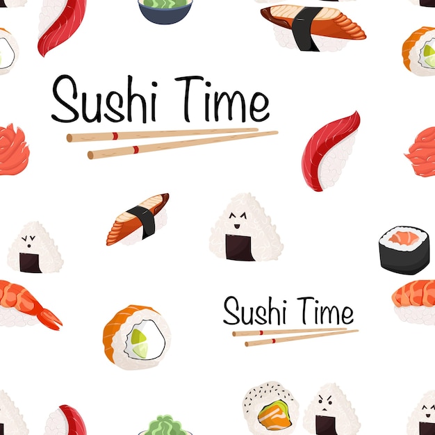 Sushi pattern. Nigiri pattern. Asian food.