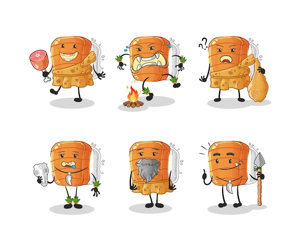 sushi primitive man group character. mascot vector