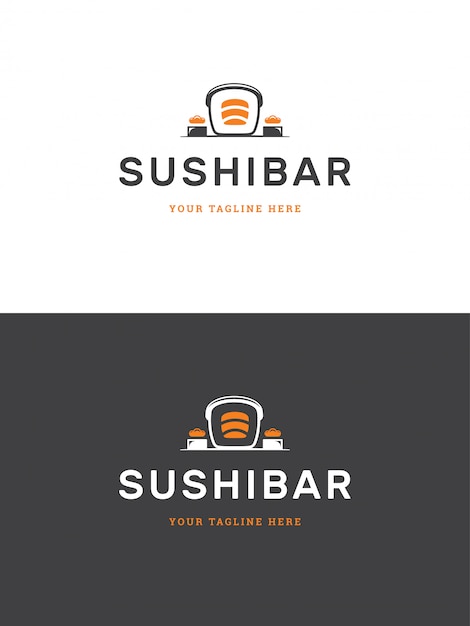 Illustrazione di vettore del modello di logo dell'emblema del ristorante dei sushi.