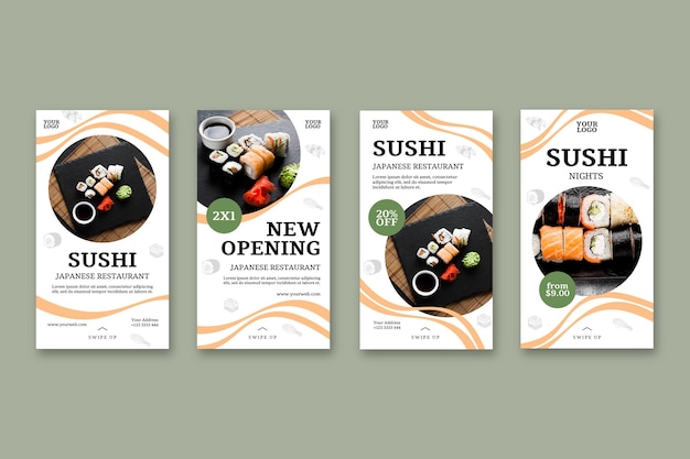 Modello di storie di instagram ristorante sushi