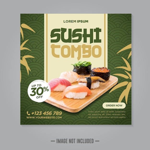 Sushi restaurant social media banner post ontwerpsjabloon