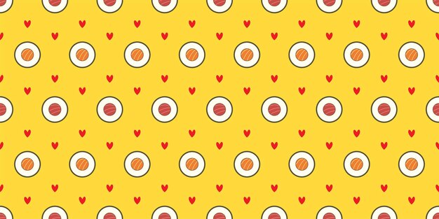 Sushi Rice Japanese Food Seamless Pattern Flat Design Doodle