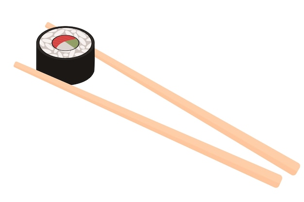 Sushi roll and chopsticks