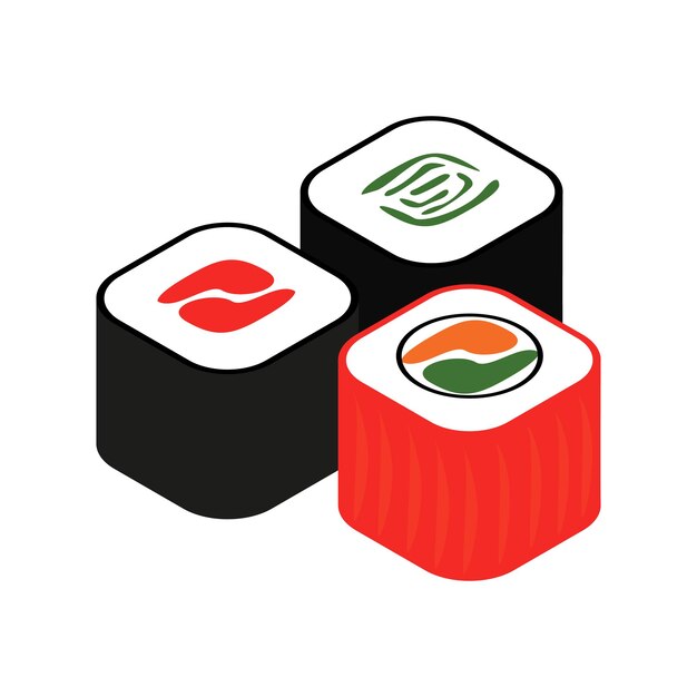 Vector sushi roll isometric 3d icon for web and mobile devices