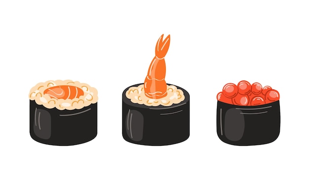 Sushi roll, Japanese food,  vector illustration.