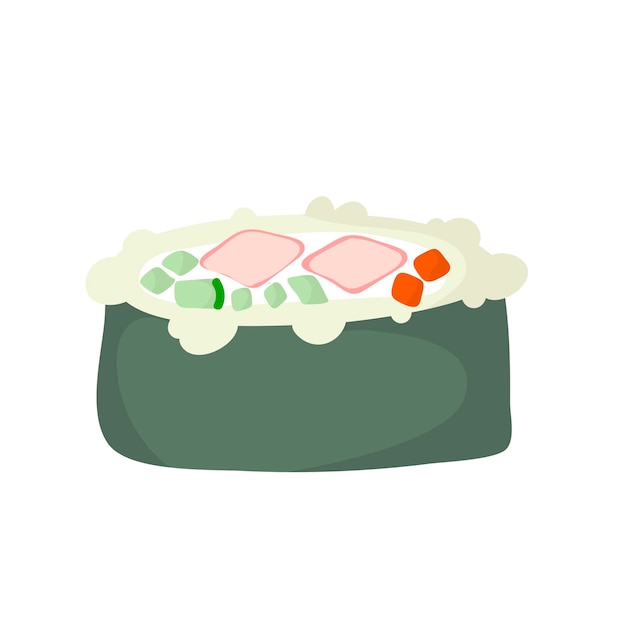 Sushi roll met sesam japans eten sushi roll cartoon stijlicoon sushi geïsoleerd op witte achtergrond vector cartoon sushi hand tekenen stijl sushi rollssian eten