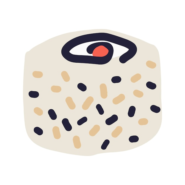 Sushi roll met zalm en sesamzaadjes. Leuke vectorillustratie voor Aziatisch voedselmenu