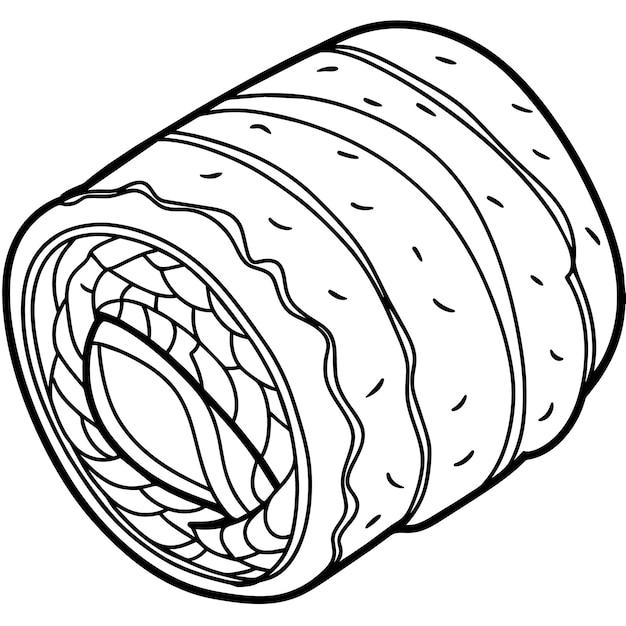 Sushi Roll outline illustration coloring book page line art drawing