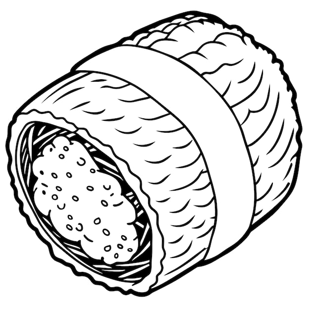 Sushi Roll outline illustration coloring book page line art drawing