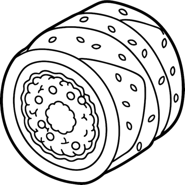 Sushi roll contorno illustrazione libro da colorare pagina line art disegno