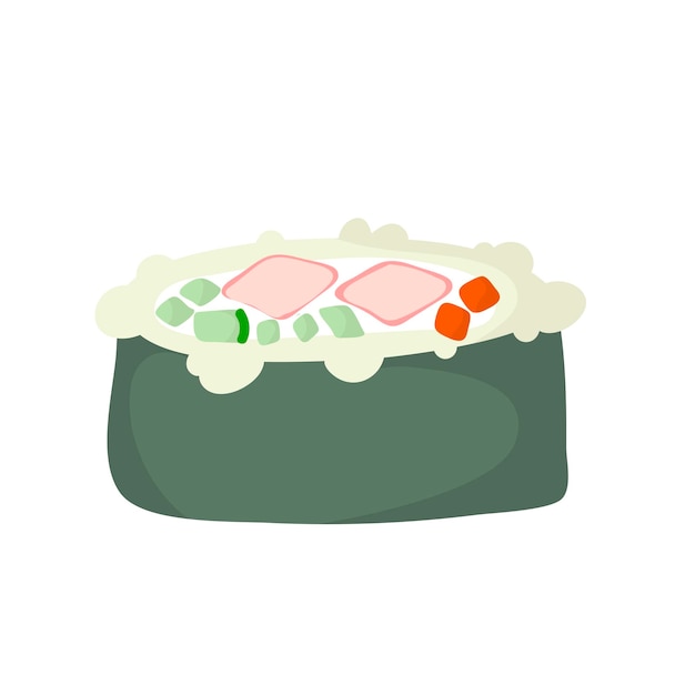 Vector sushi roll with sesame japanese food sushi roll cartoon style icon isolated on white background vector cartoon sushi hand draw style sushi rollssian food