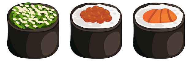 Sushi rolls cartoon food icon Asian dish