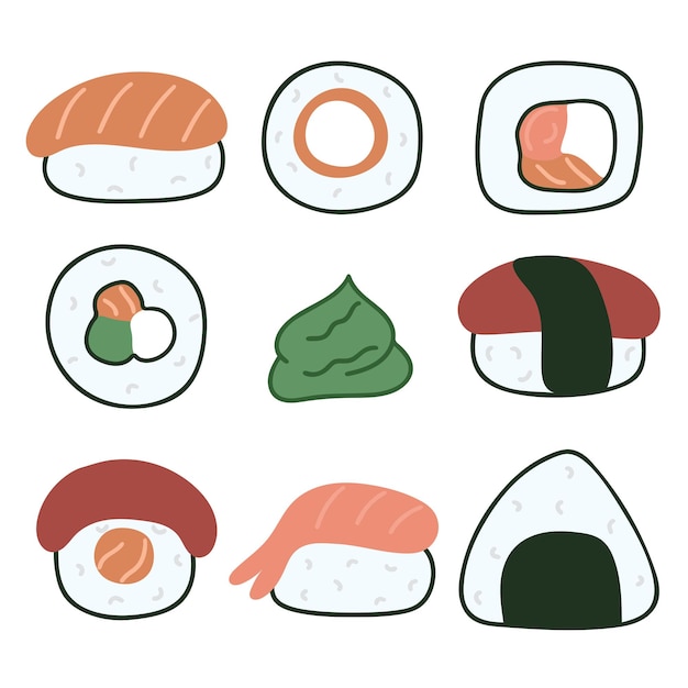 寿司と刺身セット シンプルなイラスト Asianfood ベクトル 皿 伝統的な日本料理
