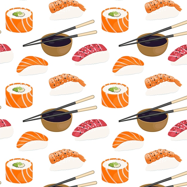 Sushi seamless pattern, Asian Food, Japanese sushi background