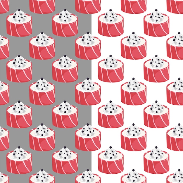 Sushi seamless pattern, asian food, japanese sushi background