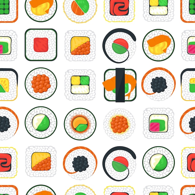 寿司のシームレスなパターン背景のベクトル