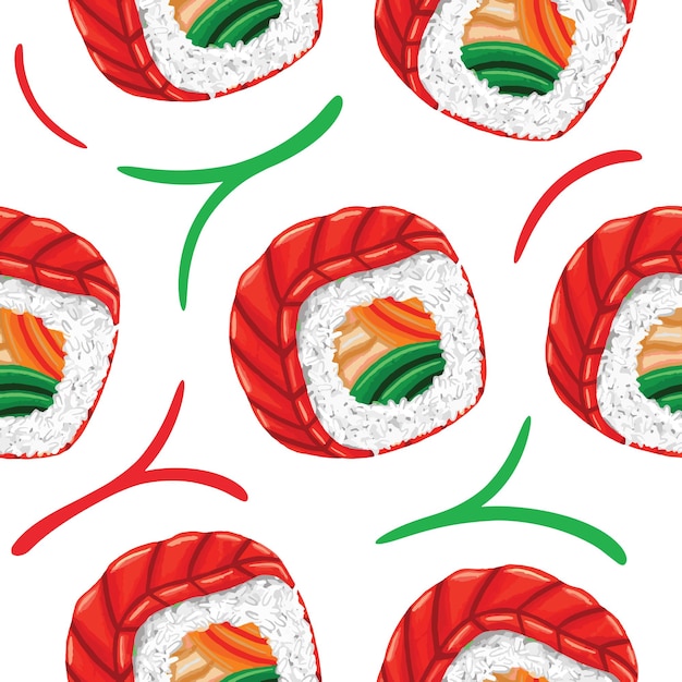 Sushi seamless pattern in flat design style