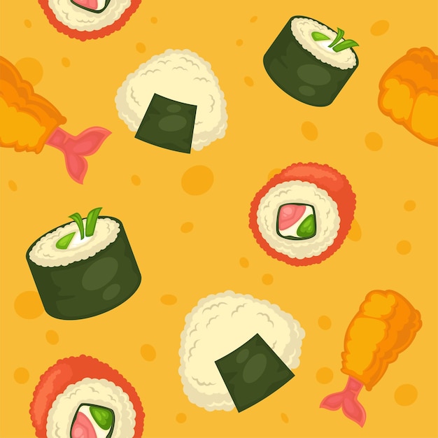 ベクトル 寿司シームレス パターン和食と料理