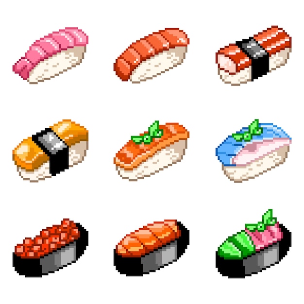 Vettore sushi set immagine pixel