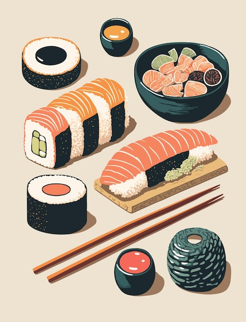 Vettore sushi set