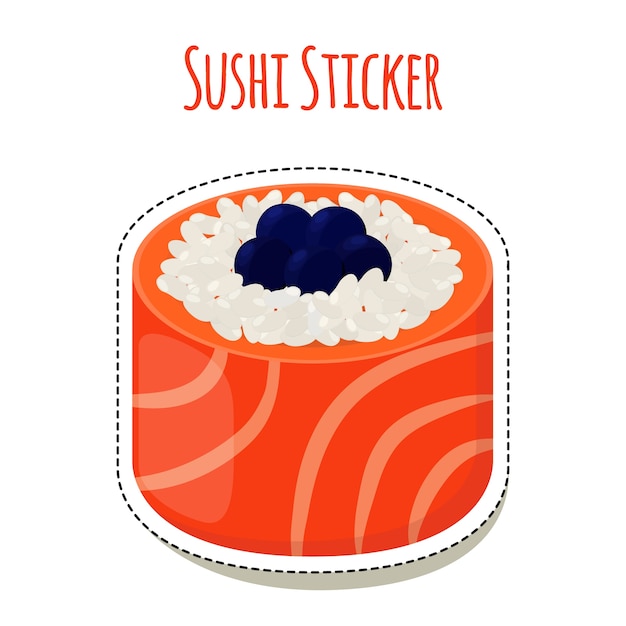 Sushi sticker, asian food with caviar
