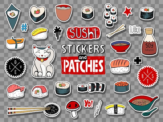 Sushi stickers collectie