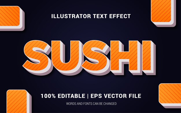 Vettore stile di effetti di testo sushi