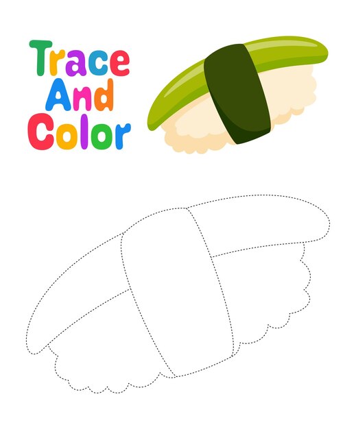 Sushi tracing worksheet for kids