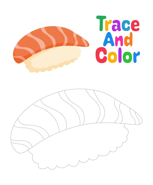 Sushi tracing worksheet for kids