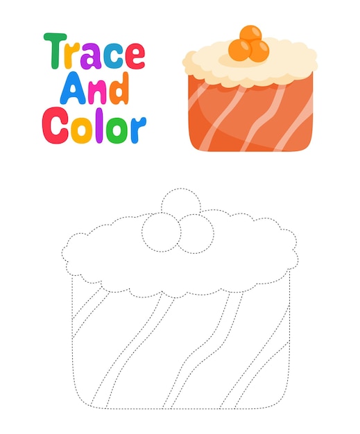 Sushi tracing worksheet for kids