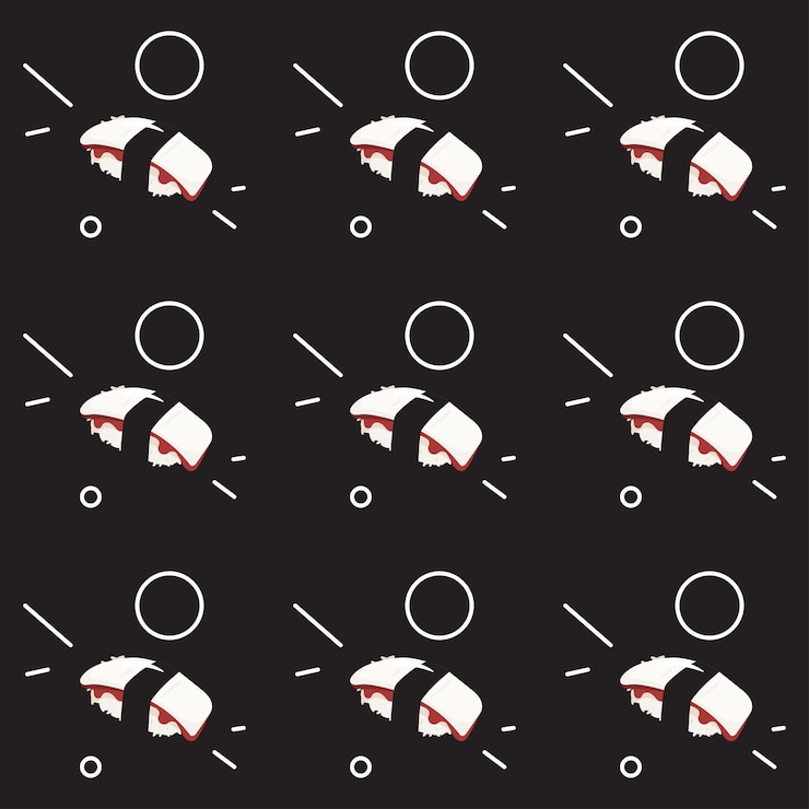 Vector sushi traditional food pattern design