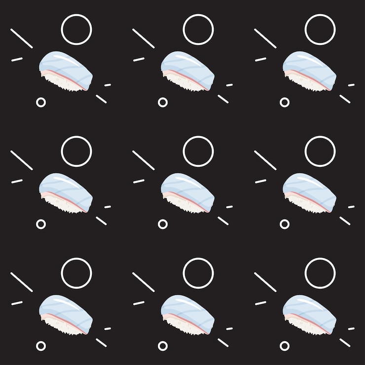 Vector sushi traditional food pattern design