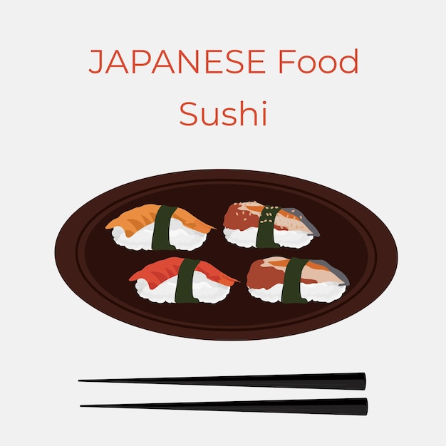 Sushi traditional Japanese food Asian seafood group. Template for sushi restaurant cafe delivery